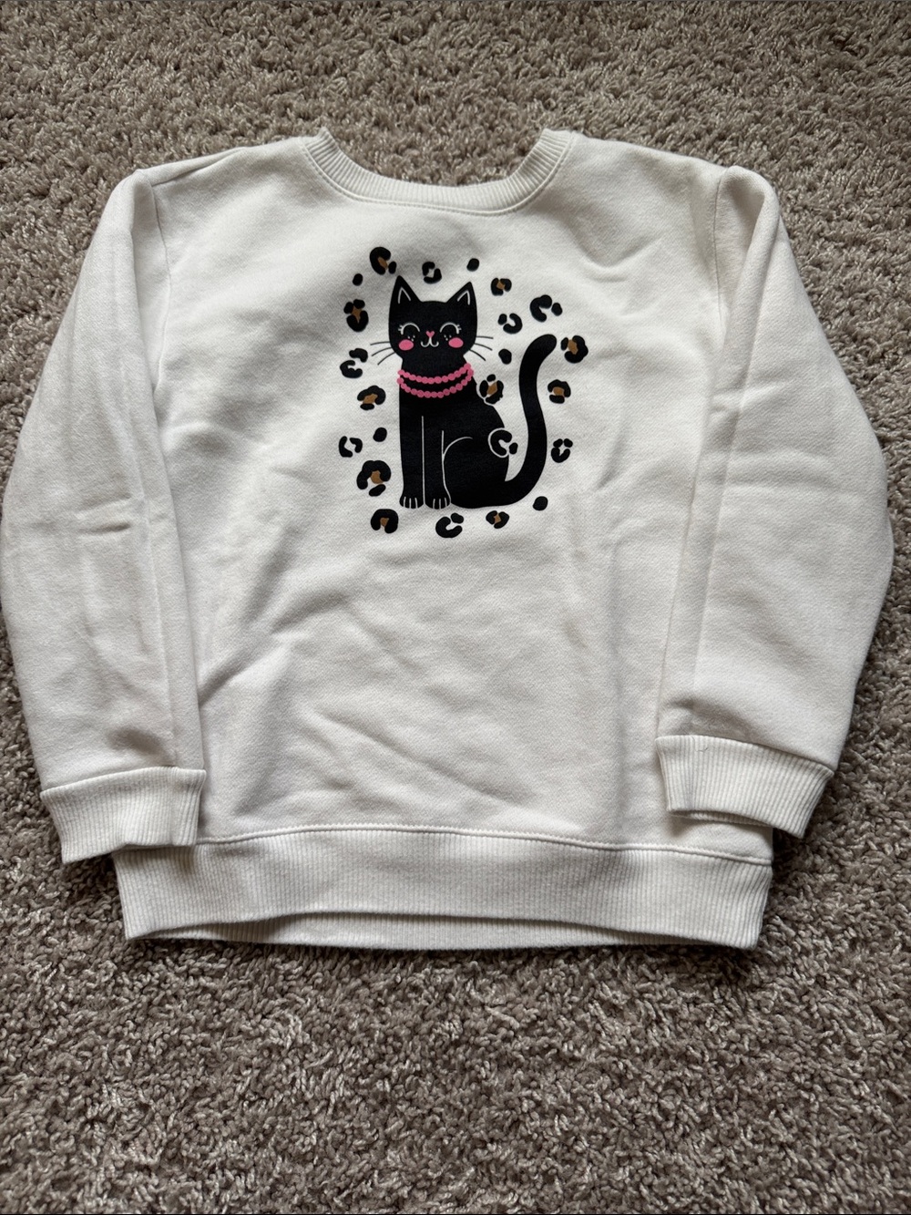 Garanimals Cream Sweatshirt with Black Cat and Pink Accent